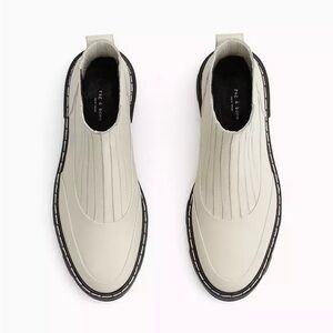 Rag and Bone white Chelsea Boots with black lug sole bottom